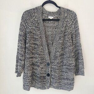 J. Jill Black White Slouchy Cardigan Sweater Button Front Women's S